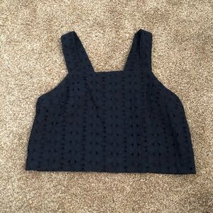 Black Eyelet Crop Tank Top